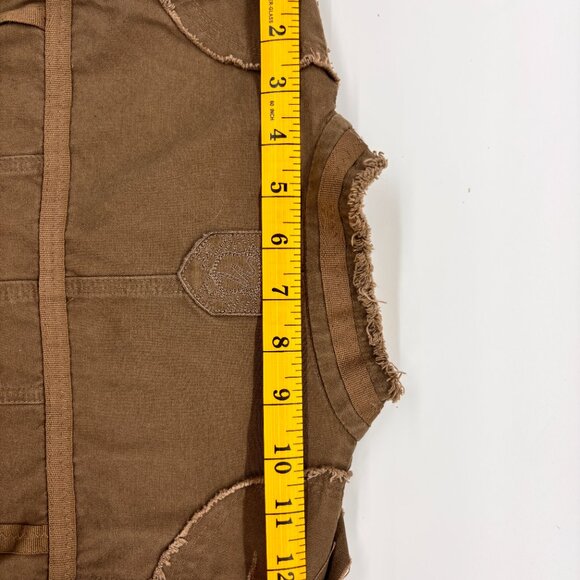 Khaki Utilitarian Army Military Look Vest by Nitrogen Size S Distressed - Picture 14 of 15